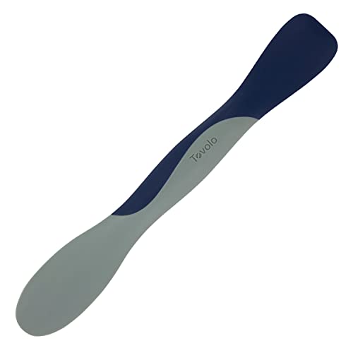 Tovolo Mini Scoop and Spread Tool for Kitchen Meal Prep Small Sandwich Spreader Spatula for Peanut Butter Jelly, Silicone BPA Free Dishwasher Safe Scooper Spreader, Deep Indigo and Oyster Gray - color: Deep Indigo, size: Mini