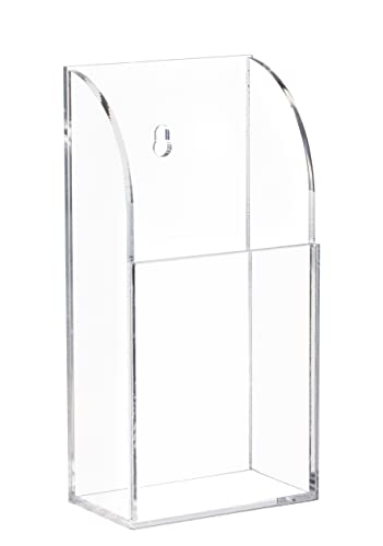 HBlife Acrylic Remote Holder Organizer, Clear TV Remote Control Holder Wall Mount Remote Caddy for Bedside, Media Organizer Storage Box 1 Compartment - style: 1 Compartment