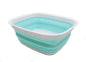 SAMMART 9.45L (2.5 Gallon) Collapsible Tub - Foldable Dish Tub - Portable Washing Basin - Space Saving Plastic Washtub (White/Lake Green, M) - color: White/Lake Green, size: Medium
