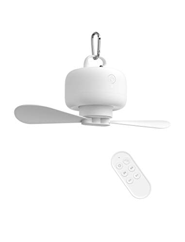 JISULIFE Camping Fan 8000mAh Battery Operated, Portable Tent Rechargeable with Remote Control, Detachable Fan-Blades, Hanging Hook, Timer, 4 Speeds for Outdoor Dorm-White - color: White
