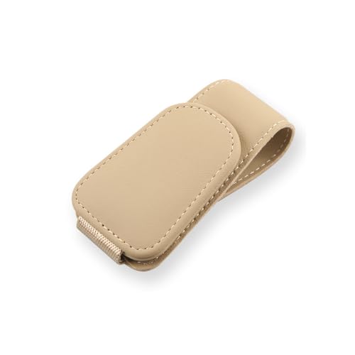 Sunglass Holder for Car, Magnetic Leather Eyeglass Hanger Clip for Car Sun Visor, Sunglasses Holder and Ticket Card Clip for Car Visor Accessories (1Pack Beige) - color: 1pack Beige