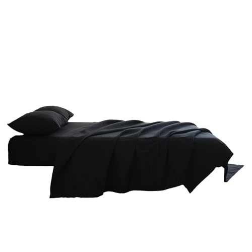 Kingnex Sofa Bed Sheets Queen for Sleeper Sofa Bed with 4-6 Deep Pocket Soft Double Brushed 1800 Microfiber 4 Piece Bedding Set (60"x74"x6") Black - color: Black, size: Sleeper Sofa Queen
