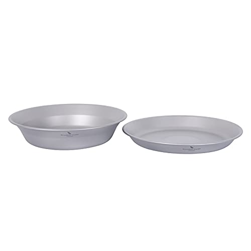 Boundless Voyage Titanium Dish Plate Bowl Set with Carry Bag Outdoor Camping Pan Campfire Tableware Cookware Mess Kit for Food Fruit Sauce (1set Ti1113T) - color: 1set Ti1113T