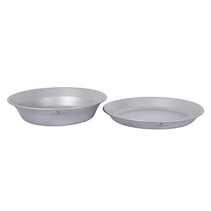 Boundless Voyage Titanium Dish Plate Bowl Set with Carry Bag Outdoor Camping Pan Campfire Tableware Cookware Mess Kit for Food Fruit Sauce (1set Ti1113T) - color: 1set Ti1113T