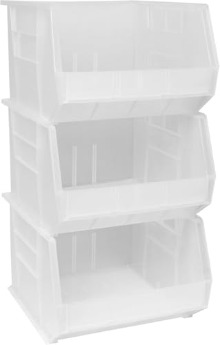 Akro-Mils 30270 AkroBins Plastic Storage Bins, Space-Saving Stackable Bins for Garage, Pantry, Craft Organization, 18" x 16" x 11", Clear, 3-Pack - color: Clear