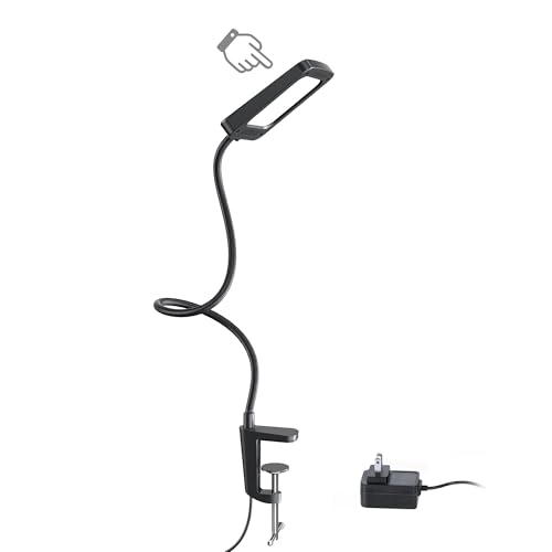 TROND LED Desk Lamp with Clamp, 1000LM Super Bright 3-Level Dimmable Desk Light 6000K Daylight, Extra-Long Flexible Gooseneck Clip on Light, Eye-Care Clamp Lamp for Painting, Workbench,Reading - style: Type B Clip Lamp
