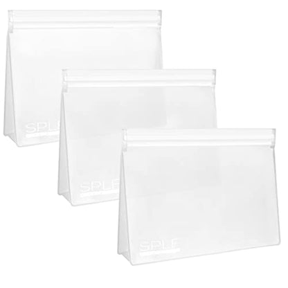 SPLF 3 Pack Leakproof Clear Toiletry bags, TSA Approved Quart Size Zipper Bags, BPA Free Travel Makeup Cosmetic Bags for Women Men, Carry on Airport Airline Compliant Bags-White - size: 3 Medium