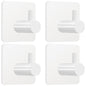 Fotosnow White Adhesive Towel Hooks: 15LB Heavy Duty Wall Hooks Stick on Shower Hooks for Bathroom Kitchen Door-4Packs - color: White
