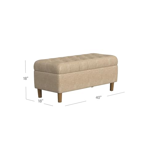 HomePop Ainsley 40" Storage Ottoman Bench - Oatmeal Textured Fabric - color: Oatmeal Textured Fabric