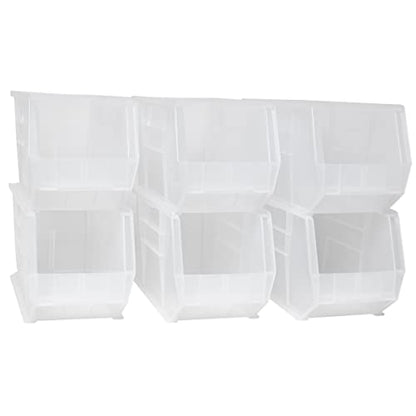 Akro-Mils 30265 AkroBins Plastic Storage Bins, Space-Saving Stackable Bins for Garage, Pantry, Craft Organization, 18-" x 8.25-" x 9-", Clear, 6-Pack - color: Clear