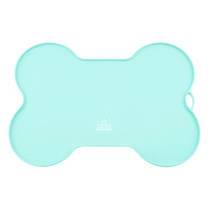 Super Design Dog Food Mat Dog Bowl Mat for Food and Water Silicone Non Spill Cat Feeding Mat Puppy Placemat Waterproof - 20.5" x 14.5", Light Green - color: Light Green