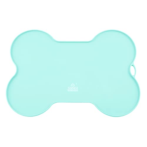 Super Design Dog Food Mat Dog Bowl Mat for Food and Water Silicone Non Spill Cat Feeding Mat Puppy Placemat Waterproof - 20.5" x 14.5", Light Green - color: Light Green