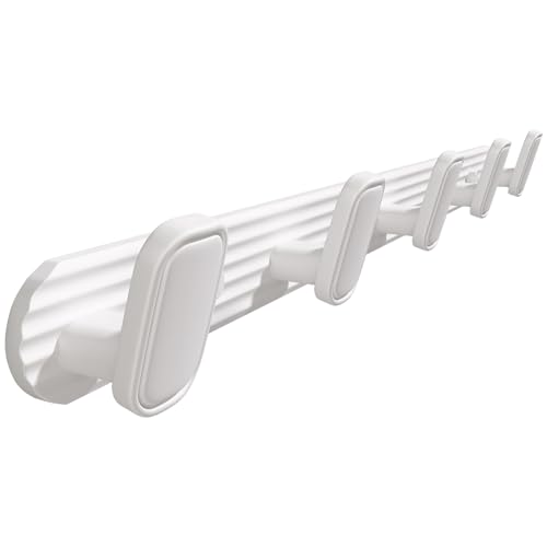 Coat Rack Wall Mount White, 5 Hooks Rack Metal Coat Hanger Wall for Hanging Hat Purse and Robes, Towel Hook for Bathrooms and Entryway (1 Pack) - color: White, size: Round 5 Hooks 1 Pack