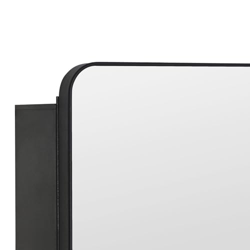 IDYLLOR Black Bathroom Medicine Cabinet with Round Corner Framed Door, 40 x 25.5 inch, Recessed or Surface Mount, with Adjustable Glass Shelves - size: 40 x 25.5 inch