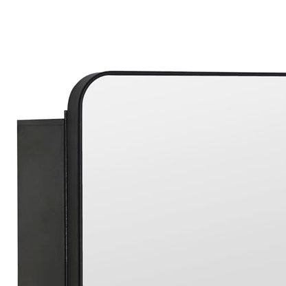 IDYLLOR Black Bathroom Medicine Cabinet with Round Corner Framed Door, 40 x 25.5 inch, Recessed or Surface Mount, with Adjustable Glass Shelves - size: 40 x 25.5 inch