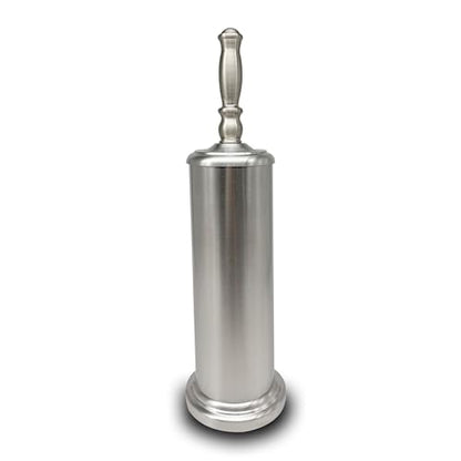 Metal Toilet Bowl Brush with Holder Premium Bathroom Cleaning Set Rustproof Hygienic Durable Elegant Finish - color: Satin Nickel