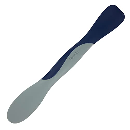 Tovolo Scoop and Spread Large Dual End Silicone Sandwich Spreader Tool with Nylon Handle, BPA Free Dishwasher Safe Silicone and Nylon Tool for Spreading and Scooping, Deep Indigo and Oyster Gray - color: Deep Indigo, size: Large