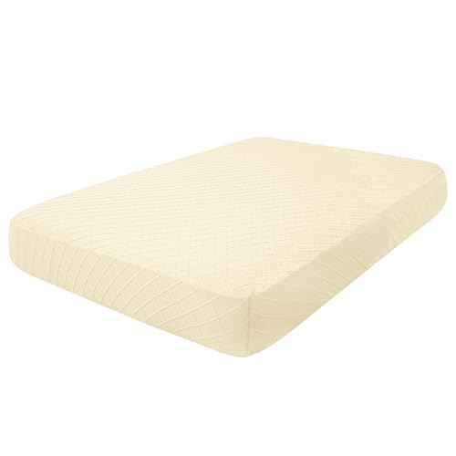 hyha Outdoor Couch Cushion Covers, Sectional Couch Sofa Covers Washable, Jacquard Diamond Lattice, Stretch Sofa Seat Cushion Cover for Indoor/Outdoor Patio Furniture (1 Piece for Medium, Beige) - color: Beige, size: Medium (1 Piece)