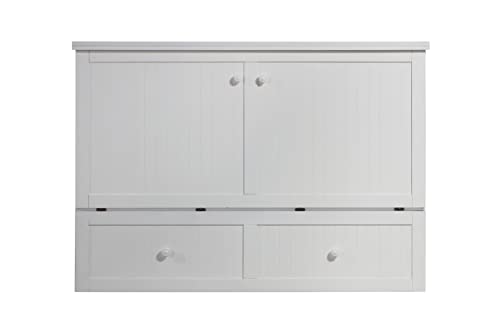 Mega Solutions Murphybedz Tuscany Murphy Cabinet Chest Bed with Charging Station 6 Inch (White, Queen) - color: White, size: Queen (U.S. Standard)
