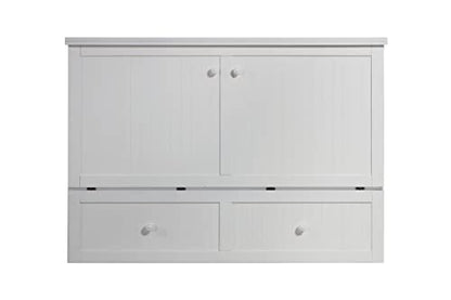 Mega Solutions Murphybedz Tuscany Murphy Cabinet Chest Bed with Charging Station 6 Inch (White, Queen) - color: White, size: Queen (U.S. Standard)
