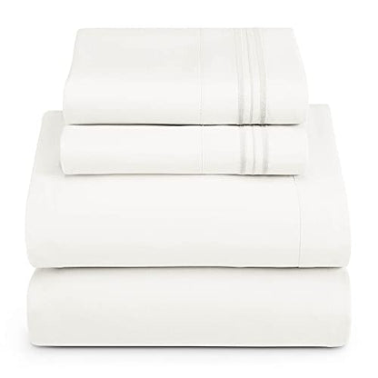 Hearth & Harbor Twin Size Sheets - 3 Piece Bed Sheet Set, Hotel Luxury Double Brushed Bed Sheets - Extra Soft Bedding Sheets & Pillowcases, Twin, White - color: White, size: Twin