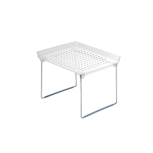 madesmart Stacking Shelf, Small, Vertical Storage with Airflow Holes, Organizer for Spices, Make-Up, Bottles & Jars, Blue