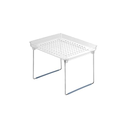 madesmart Stacking Shelf, Small, Vertical Storage with Airflow Holes, Organizer for Spices, Make-Up, Bottles & Jars, Blue