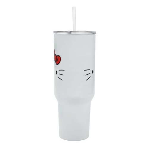 Bioworld Hello Kitty 40 Oz Stainless Steel Tumbler With Sculpted Bow Handle - color: Hello Kitty Sculpted Bow