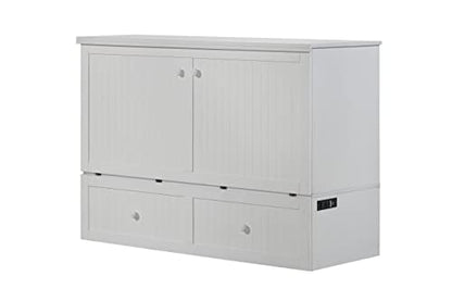 Mega Solutions Murphybedz Tuscany Murphy Cabinet Chest Bed with Charging Station 6 Inch (White, Queen) - color: White, size: Queen (U.S. Standard)