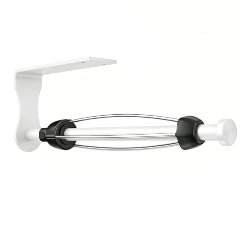SetSail Paper Towel Holder, Paper Towel Holder Under Cabinet with Adjustable Damper Easy Tear Wall Mount Self-Adhesive or Drilled for Kitchen Bathroom, White - color: White
