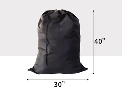 Extra Large Laundry Bag 30"x40" – 12 Pack Drawstring Bags for Family, College, Dorm & Apartment – Heavy Duty Reusable Storage Set – YETHAN - color: Black