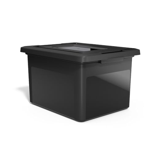 STAPLES Hanging File Folder Box, Storage Bin Organizer, Snap Lid, Letter & Legal Size Documents, Black - color: Black, size: 1 Pack, style: Box (Snap Lid)