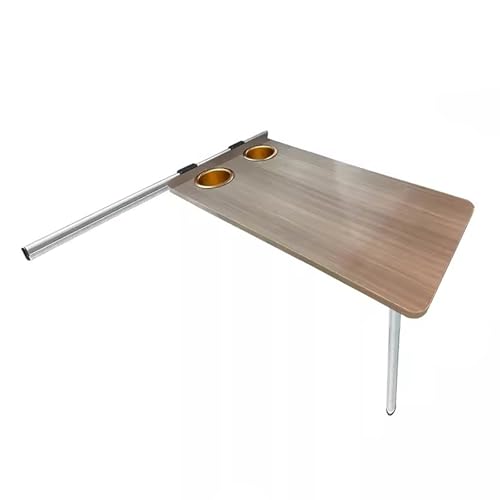 RV Wall Mounted Folding Table with Cup Holders - Portable Foldable Camping Table for Campervan & Motorhome - Space-Saving Outdoor Furniture (Gray, 79x39cm/31x15in) - color: Gris, size: 79x39cm/31x15in