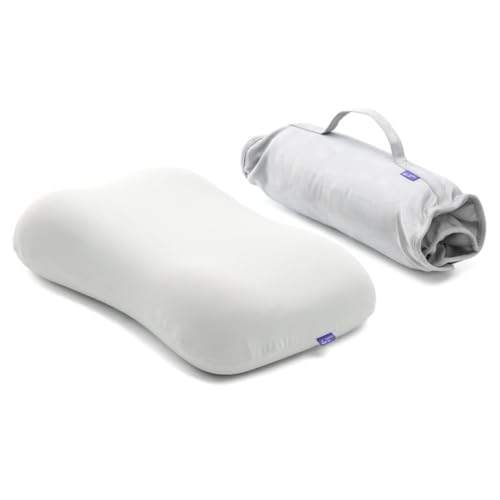 Cushion Lab Travel Deep Sleep Pillow – Compact Memory Foam Neck Pillow for Sleeping, Portable Pillow for Hotels, Camping, Side & Back Sleepers, On-the-Go – Calm Grey - color: Light Grey