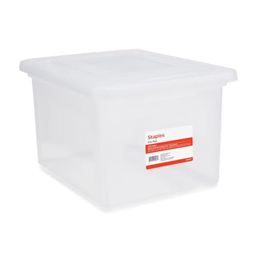 STAPLES File Box Plastic File Box Snap, Letter/Legal Size, Clear, 2/Pack - color: Clear, size: 2 Pack, style: Box (Snap Lid)
