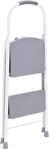 Rubbermaid 2-Step Steel Step Stool Ladder with Hand Grip, ANSI Type 2 Duty Rating, 225 lb Capacity, White - style: 2-Step