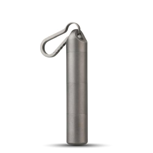 Titanium Keychain Pill Holder - Compact, Durable, and Waterproof 3-Compartment Small Pill Case - Portable and Versatile Medicine Container for Everyday Use and Travel (Titanium Grey) - color: Titanium Grey