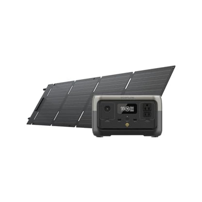EF ECOFLOW Portable Power Station RIVER 2 with 60W Solar Panel, 256Wh LiFePO4 Battery/ 1 Hour Fast Charging, Up to 600W Output, Solar Generator for Outdoor Camping/RVs/Home Use - style: RIVER 2+60W Solar Panel