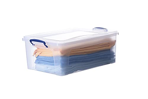 Superio Clear Storage Box with Lid, 22 Quart Plastic Container Bins for Organizing, Stackable Crate, Storage Bin Organizer for Home, Office, School, and College - size: 19" x 12.5" x 7.25"