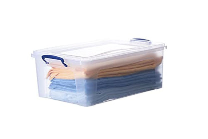 Superio Clear Storage Box with Lid, 22 Quart Plastic Container Bins for Organizing, Stackable Crate, Storage Bin Organizer for Home, Office, School, and College - size: 19" x 12.5" x 7.25"