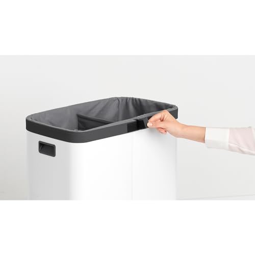 Brabantia - Bo Laundry Hamper Bag 2 x 12 Gal - Replacement Bag for Bo Laundry Hamper - Dual Compartments for Easy Sorting - Portable & Hygienic - Cotton Bag with Velcro Closing - Gray - size: 2 x 12 Gal Compartments