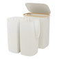 GARPROVM Double Laundry Hamper with Lid 150L Large Laundry Basket with Bamboo Handles Foldable Clothes Hampers with 2 Removable Liner Bags for Laundry for Bedroom Bathroom Dorm Laundry Room (Beige) - color: Beige
