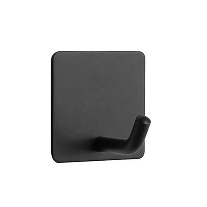 Adhesive Towel Hooks for Bathrooms, 8 Piece Towel Hooks for Hanging Hat Robe Coat, Stick on Hooks for Kitchens, Strong Self-Adhesive No Damage Sticky Hook, Black - style: S-Black-45°