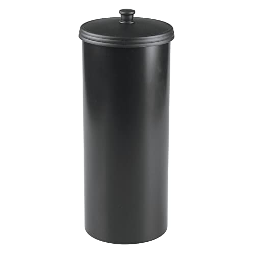 iDesign Freestanding Bathroom Toilet Paper Storage Holder, Matte Black | With Lid, For 3 Extra Rolls - color: Black, size: Pack of 1, style: Lid with Handle