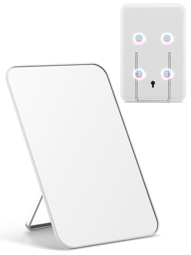OMIRO Magnetic Locker Mirror for School, 8 x 5 inches Desk Makeup Mirror with Foldable Stand and Hanging Hole for Shaving, Strong Magnets for Secure Attachment,White - color: White-magnetic, size: 8"L x 5"W