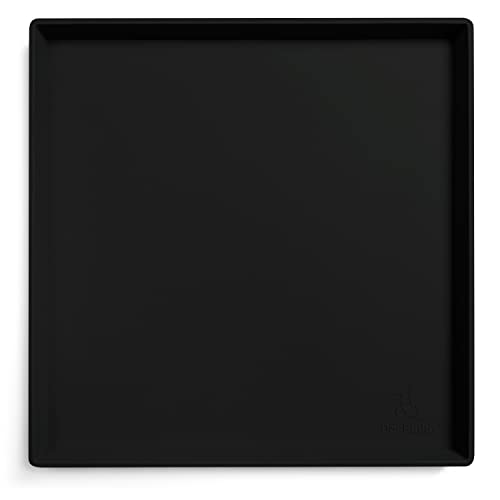 DogBuddy Dog Food Mat – Waterproof Dog Bowl Mat for Food and Water, Silicone Pet Feeding Mats for Floors, Non-Slip Placemat with High Edges for Dogs Bowls, Puppy Essentials (XS: 11" x 11", Black) - color: Black, size: Extra Small: 11" x 11"