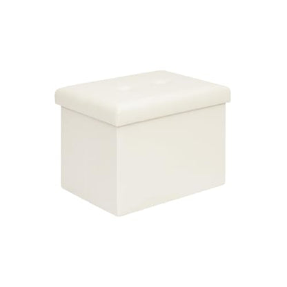 B FSOBEIIALEO Folding Storage Ottoman, Faux Leather Footrest Seat Coffee Table Toy Chest Kids, White 16.5"x12.6"x12.6" - color: White 16.5"x12.6"x12.6"