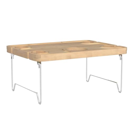 Tirrinia Portable Wine Picnic Table, Ideal Wine Gift for Women Men, Small Folding Outdoor Picnic & Cheese Tray with 4 Wine Glasses Holder for Camping, Park, Beach, Garden, Concerts,Steel Legs - size: 17" x 12.6"