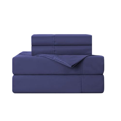 Kingnex Queen Sleeper Sofa Bed Sheets for 60x74 Pull Out Sofa Bed with 4-6 Deep Pocket Soft Double Brushed 1800 Microfiber 4 Piece Bedding Set Navy - color: Navy, size: Sleeper Sofa Queen
