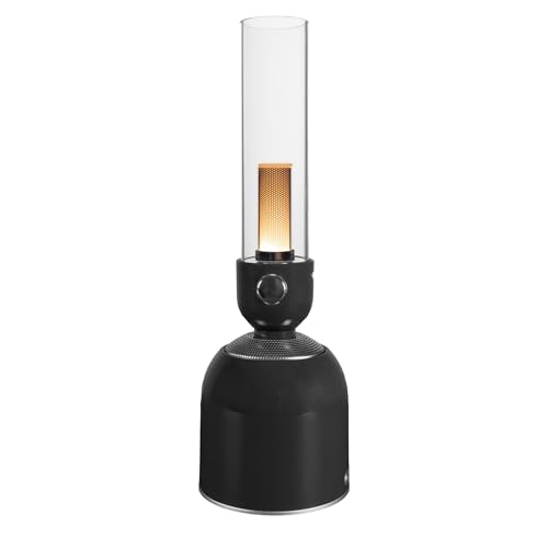 Rechargeable 3-in-1 Camping Lantern with Bluetooth Speaker, Essential Oil Diffuser, Dimmable with Tactile Knob, 1800K/2200K/2700K Tone Options, Classic Lantern Style with Sleek Black - color: Speaker Lamp, Black, size: Single